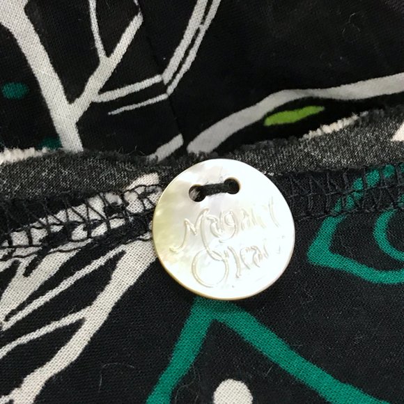 Margaret Oleary black white green floral print wrap around dress sleeveless L - Picture 6 of 6